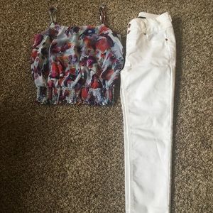 White jeans and crop set